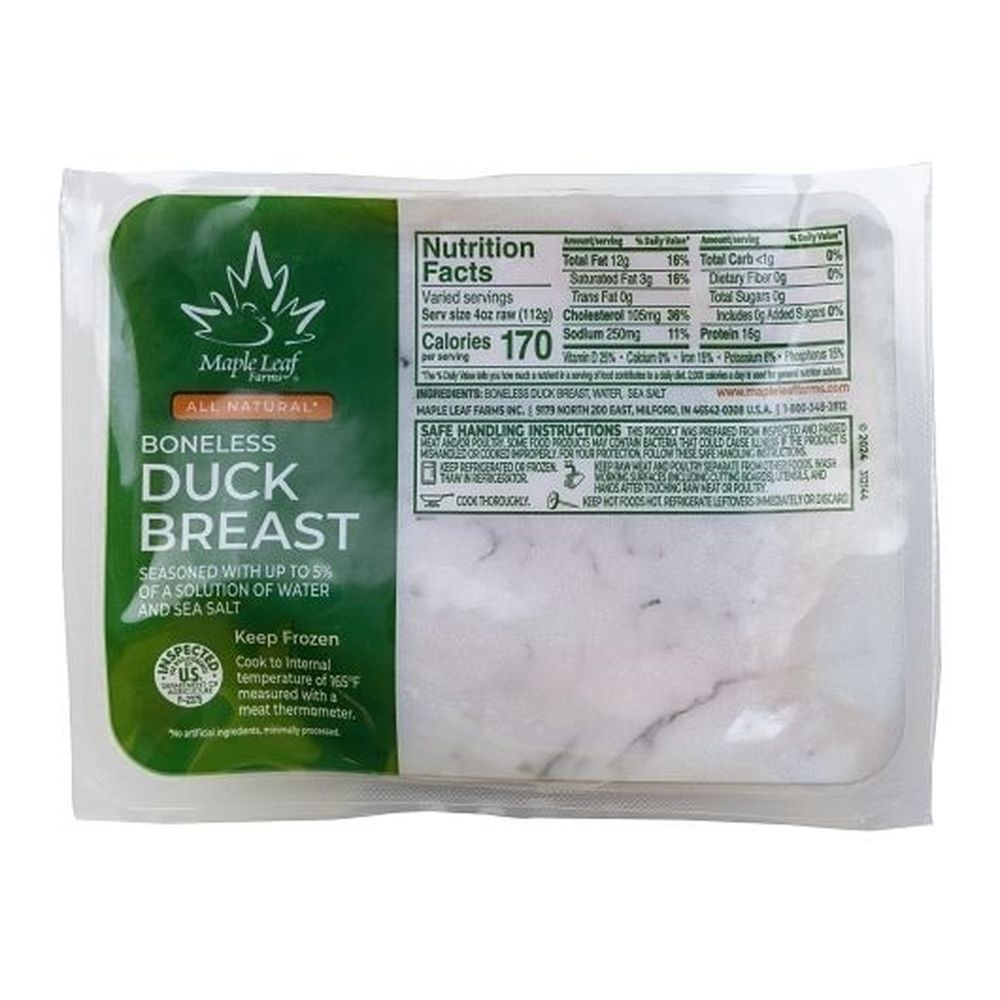 Maple Leaf All Natural Large Boneless Duck Breast, 9.5 To 12.5 Ounce -- 16 Per Case