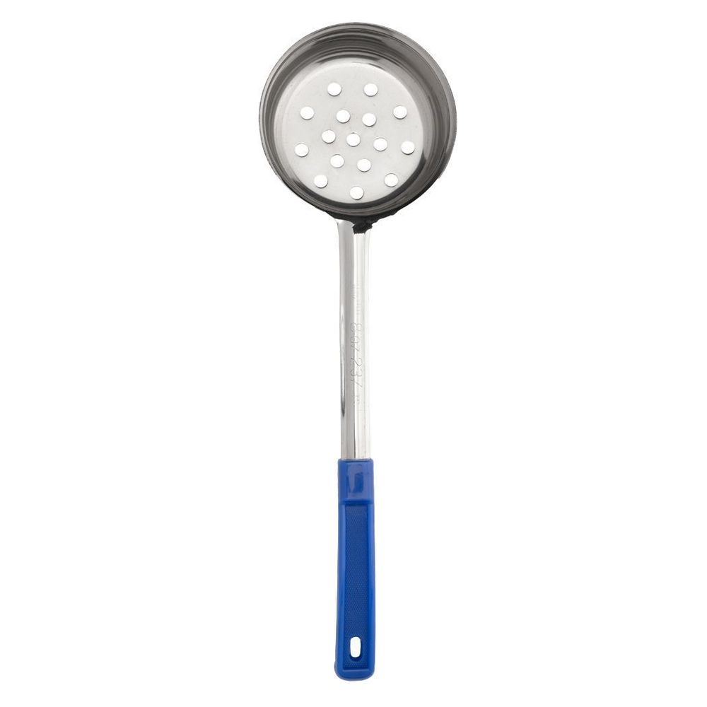 Stainless Steel One Piece Perforated Portioner with Blue Handle