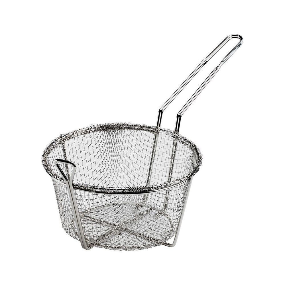 Browne Heavy Nickel-plated Round Medium Mesh Wire Fry Basket, 9.5 Inch Dia.