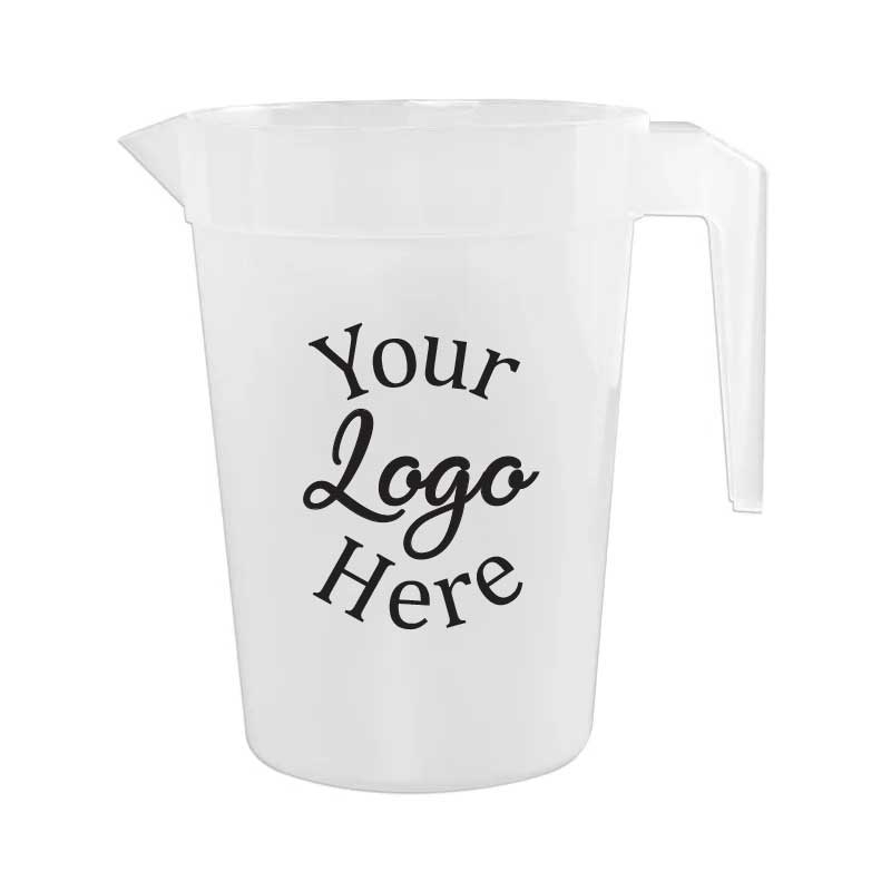 Lesko Natural Polypropylene Stackable Pitcher With 2 Color Custom Logo, 64 Ounce -- 42 Per Case