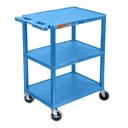 Luxor Blue Flat Shelf Cart with Three Shelves, 24 x 18 x 32 inch Height