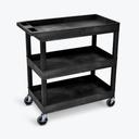 Luxor Black Heavy Duty Three 32 x 18 inch Tub Shelves Cart