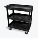 Luxor Black Three 32 x 18 inch Tub Shelf Cart with 5 inch Casters