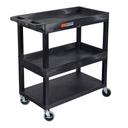 Luxor Black 32 x 18 inch Shelves Cart with 2 Tub and One Flat Shelves